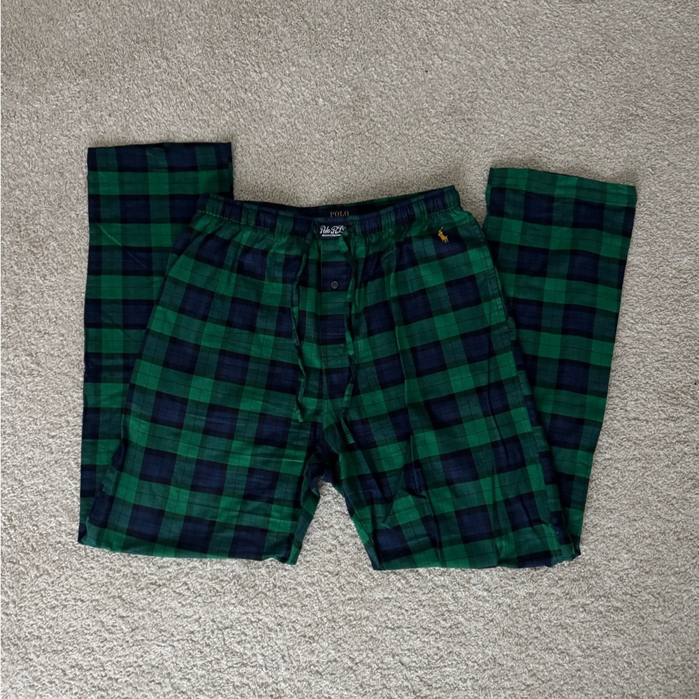 Polo by Ralph Lauren Men's Green and Navy Plaid Joggers